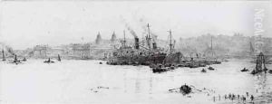 Dug out boats off Greenwich