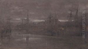 Bristol Docks At Night by Albert Goodwin