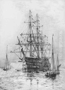 H.M.S. Victory firing a salute (illustrated)