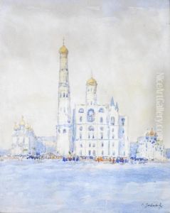 Landscape With Churches by Konstantin Ivanovich Gorbatov