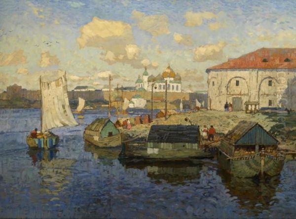 Old Novgorod. Barges - view 1
