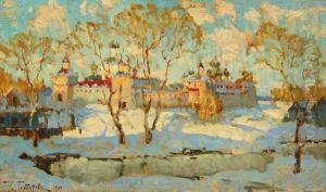 Russian Monastery In Winter by Konstantin Ivanovich Gorbatov