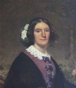 Portrait Of A Lady With Flowers In Her Hair by Sir John Watson Gordon