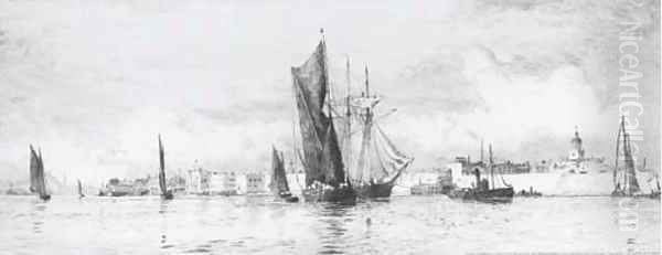 Under tow in Portsmouth Harbour - view 1
