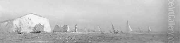 Yachts racing off the Needles - view 1