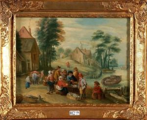 Marchands De Poissons En Bord De Riviere