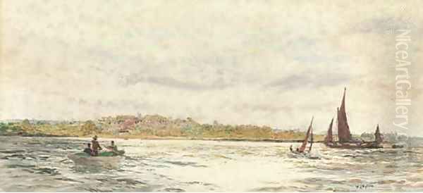 A Thames barge running up the estuary - view 1