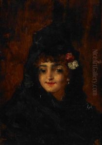 Portrait Of A Young Woman With Flowers In Her Hair by Francisco Goya Fuendetodos