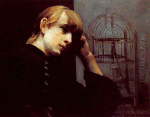 A Dreamy Girl by a Bird Cage