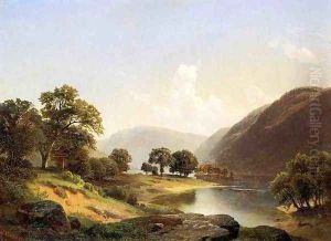 Mountain Landscape with River, Near Philadelphia by Gottlieb Daniel Paul Weber