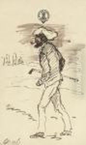 A Gentleman Golfer Striding Across The Course