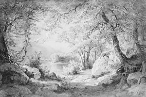 Wooded Landscape with Lake and Mountains (from the Cropsey Album) by Gottlieb Daniel Paul Weber