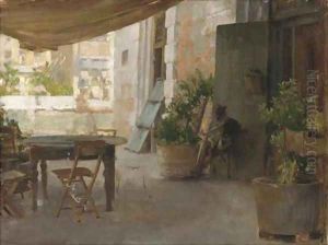 On the terrace of a Venetian villa by Henry Woods