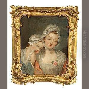A Portrait Of Two Young Girls by Jean Baptiste Greuze