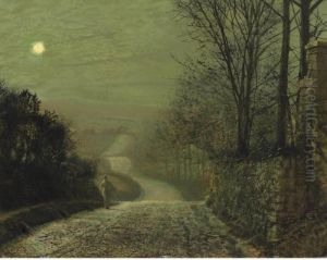 A Country Lane By Moonlight by John Atkinson Grimshaw