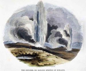 The Geysers, or Boiling Springs of Iceland, from Phenomena of Nature, 1849 by Josiah Wood Whymper