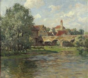 Nordlandische Stadt Am Flussufer by Franz Gruber-Gleichenberg