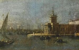 Venice, A View Of The Punta Della Dogana by Francesco Guardi