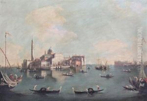 Gondolas And Shipping Off Venice