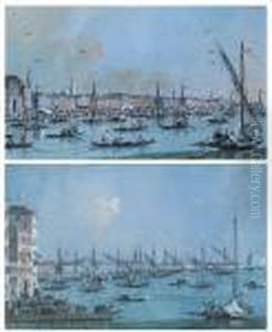 Venice, A Pair Of Views Of The Riva Degli Schiavoni by Giacomo Guardi