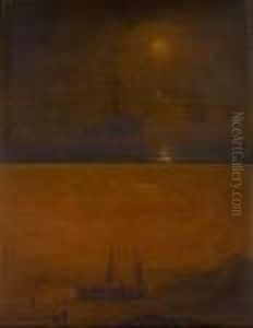 Marines Au Coucher Du Soleil by Herminie Gudin