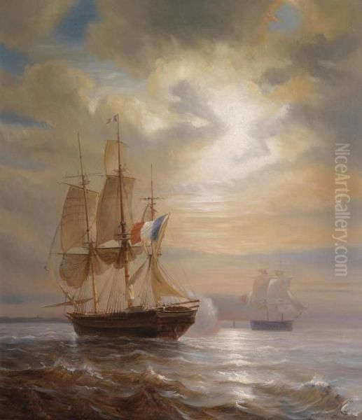 Sailing Ships At Dusk - view 1