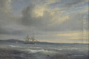 Voiliers En Pleine Mer by Theodore Gudin