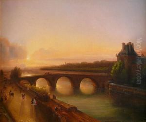Vue Du Pont Royal A Paris. by Theodore Gudin