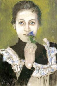 Girl with Violets