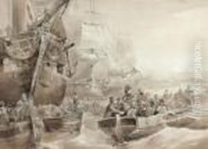 " Debarquement A L'ile De Malte " : Bonaparte Et La Prise De La Valette, 1798 by Theodore Gudin