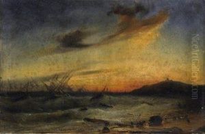Arrival Of The French On The 
Algerian Coast In Front Of Sidi El Farruch In June 1830. Signed, Dated 
And Appended With A Dedication Below In The Centre: J. Gudin A Son Ami 
Le Col. D'esclailses, Sidi El Faruch 28 Juin 1830