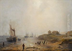 Coastal Scene At Low Tide by Theodore Gudin