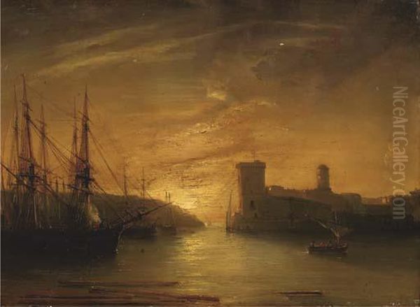 Sailing Vessels In A Mediterranean Harbour - view 1