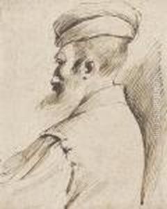 The Head Of A Bearded Man Wearing A Cap by Giovanni Francesco Barbieri