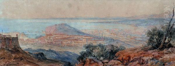 Vue De Nice Et De La Baie Des Anges. Prise Du Mont Alban. - view 1