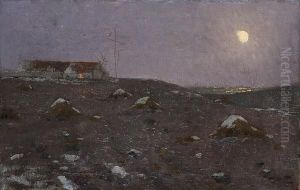 Moonlit Nocturnal Landscape by Jean Baptiste Antoine Guillemet