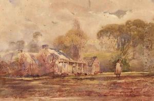 Girl Feeding the Chickens by Walter Withers