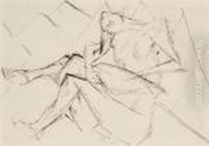 Seated Figure Drawing by Otto Gutfreund