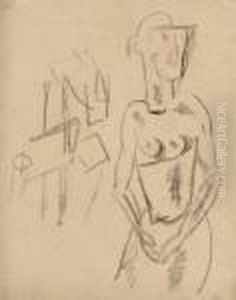 Cubist Still Life And Female Figure by Otto Gutfreund