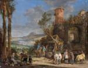 Scene De Marche A L'entree D'un Village Fortifie