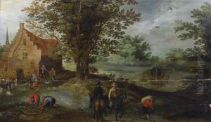 Cavaliers S'eloignant D'une Ferme by Pieter Gysels