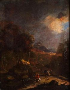 Landschaft Mit Heimziehenden Reitern Und Jagern