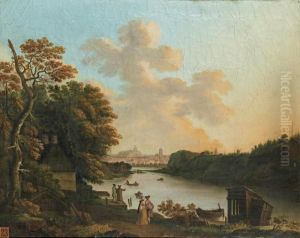 Landskap Med Konverserande Figurer