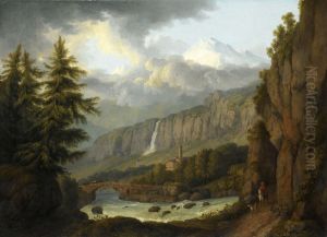 View Of Giornico From The St. Gotthard Pass, Switzerland by Jacob Philipp Hackert