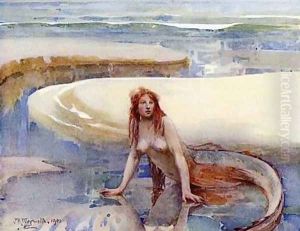 The rainbow lies in the curve of the sand by John Reinhard Weguelin