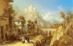 A Mediterranean Landscape with Villagers