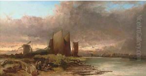 Fisherfolk on a tidal estuary, Shoreham