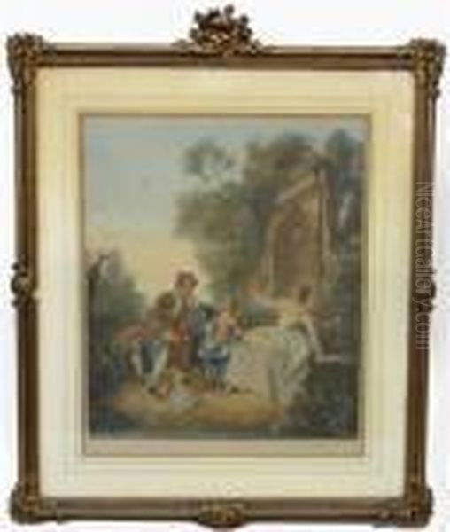 Three Figures And Shepherd With Sheep - view 1