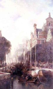 A View of a Canal in Rotterdam by William Wyld