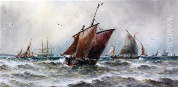 Fishing Boats And Other Shipping At Sea - view 1